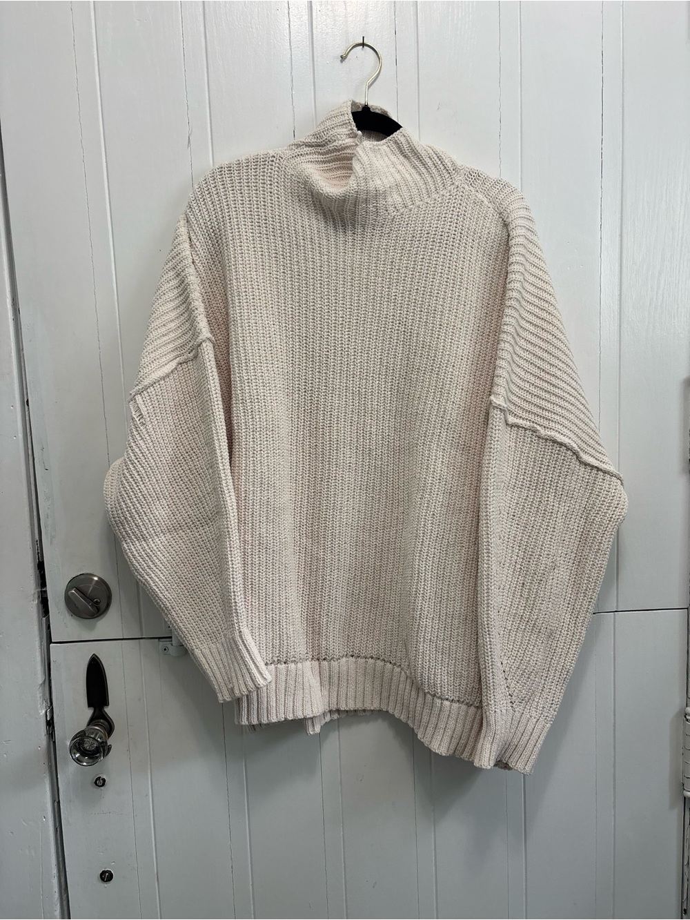 aerie Cream Chunky Knit Turtleneck Sweater